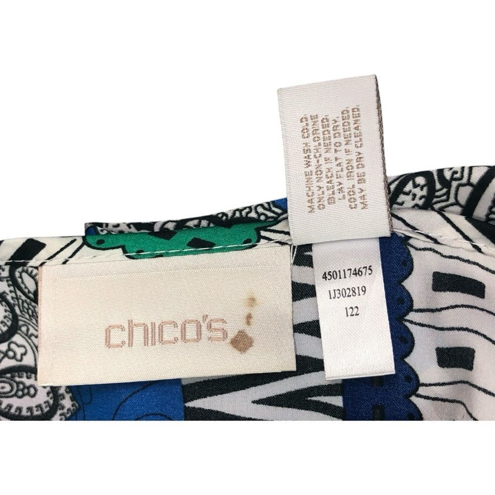 Chico’s Blue and Green Patchwork Top Blouse - Picture 5 of 9